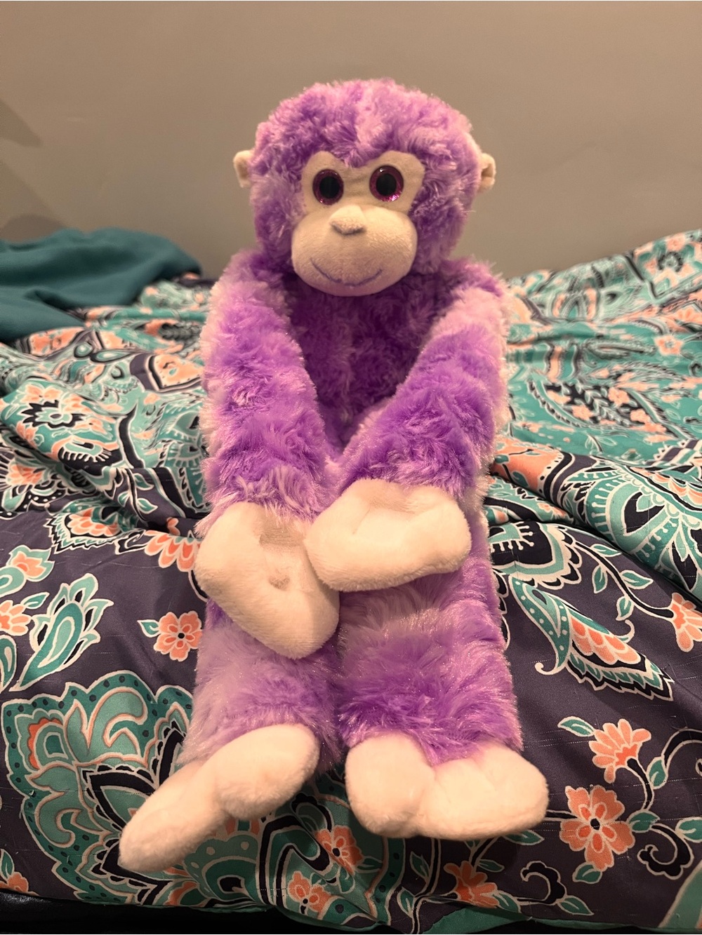 Plush Purple Monkey Stuffed Animal Toy - Soft Cuddly Plush